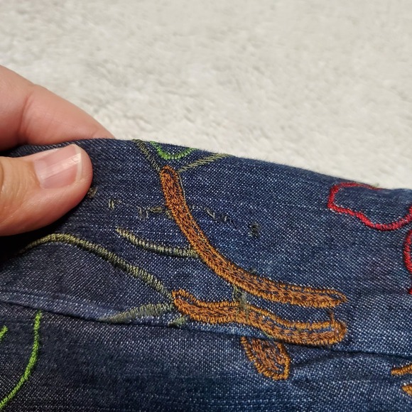 Chicos Denim Embroidery Art to Wear Jacket Women Large Statement Artsy Grandma - Picture 14 of 14